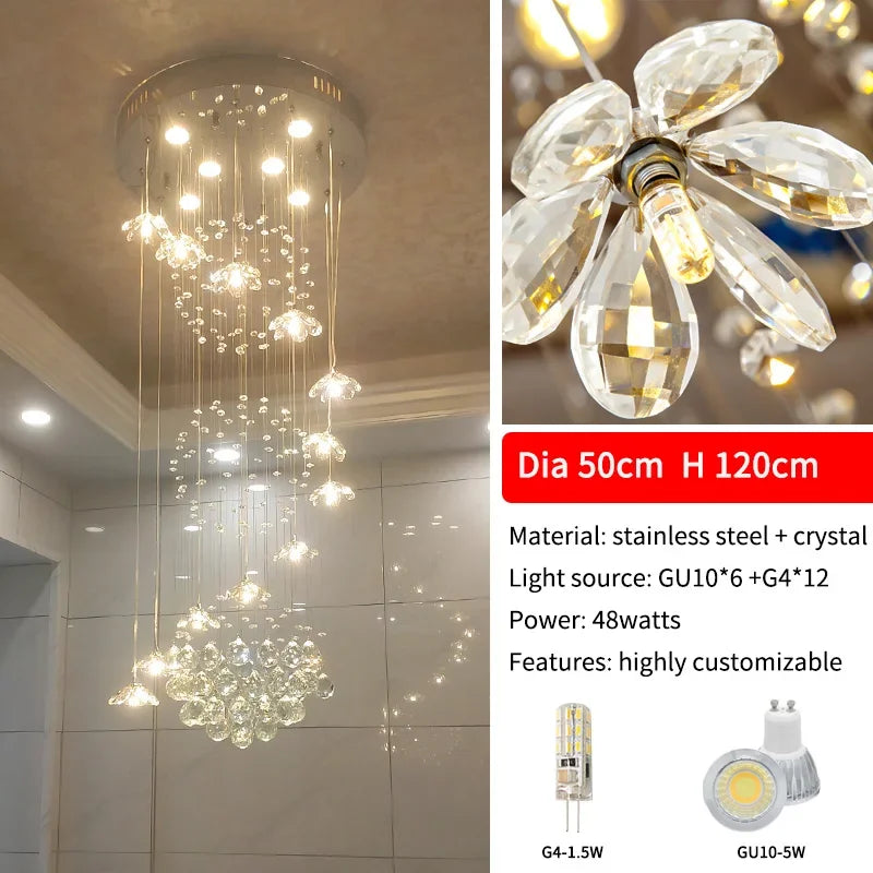 Spiral Long Chandelier: Modern Nordic Loft Staircase Pendant Lamp