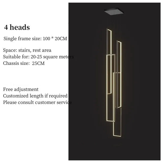 LED Stair Chandelier: Luxury Loft Geometry Pendant Lamps for Modern Living