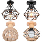 Retro Metal Cage Ceiling Lamp E27 for Indoor Lighting by Afralia™
