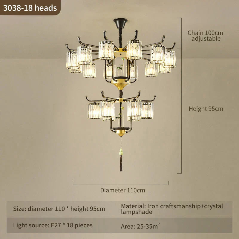 Luxury Crystal Chandelier: Modern Chinese Villa Living Room Lighting