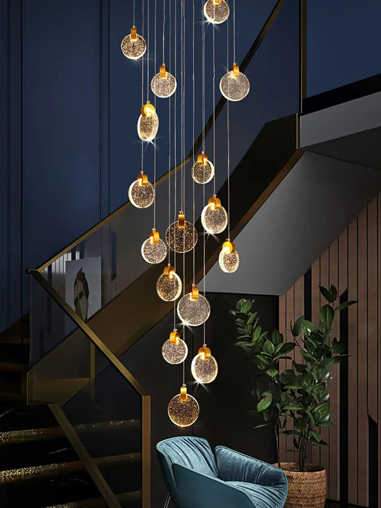 Crystal Chandelier Pendant Light for Luxury Staircase