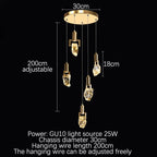 Elegant Diamond Crystal Chandelier LED Light Fixture Gold Home Decor