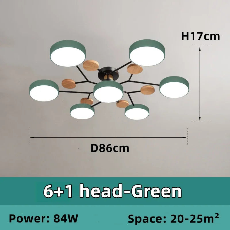 Nordic Wooden Chandelier LED Ceiling Light for Living Room, Bedroom, Kitchen, and Dining Room