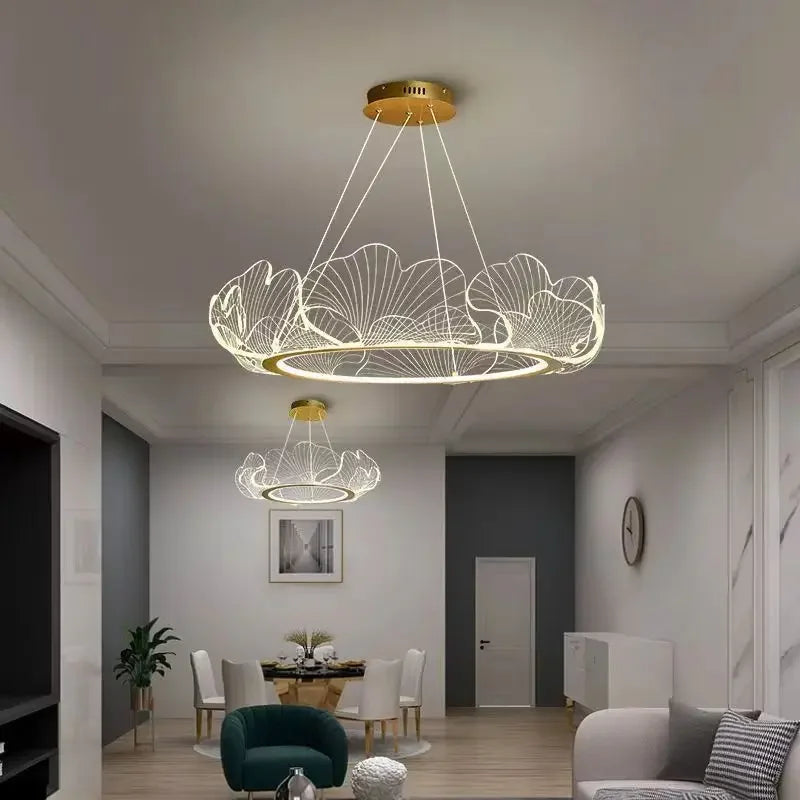 LED Lotus Leaf Ring Ceiling Chandelier by - Modern Living Room Dining Pendant Light