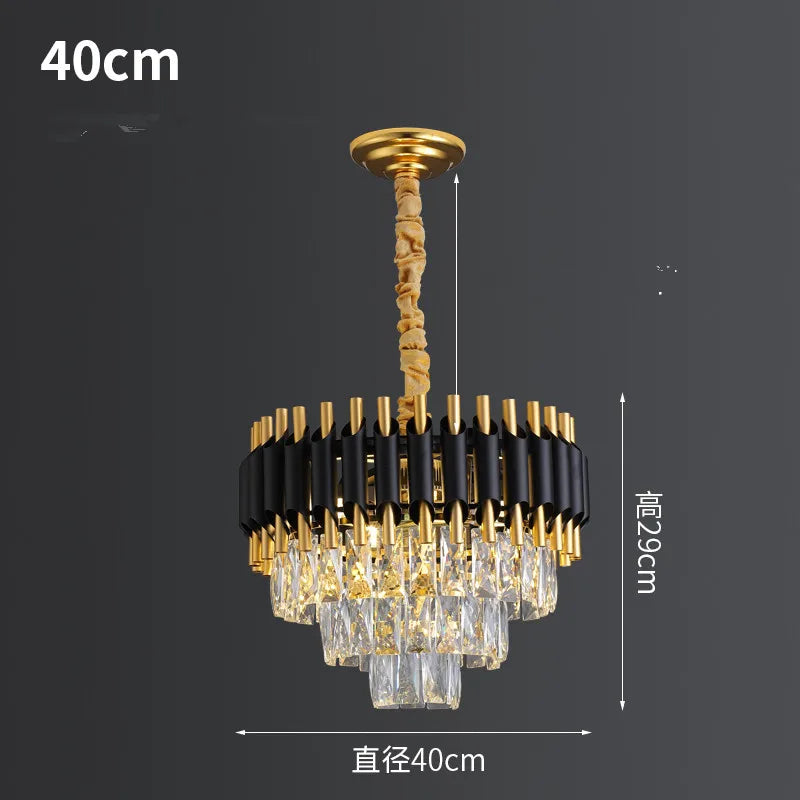 Modern Metal LED Chandelier with K9 Crystal - Luxury Dining Room Pendant Light
