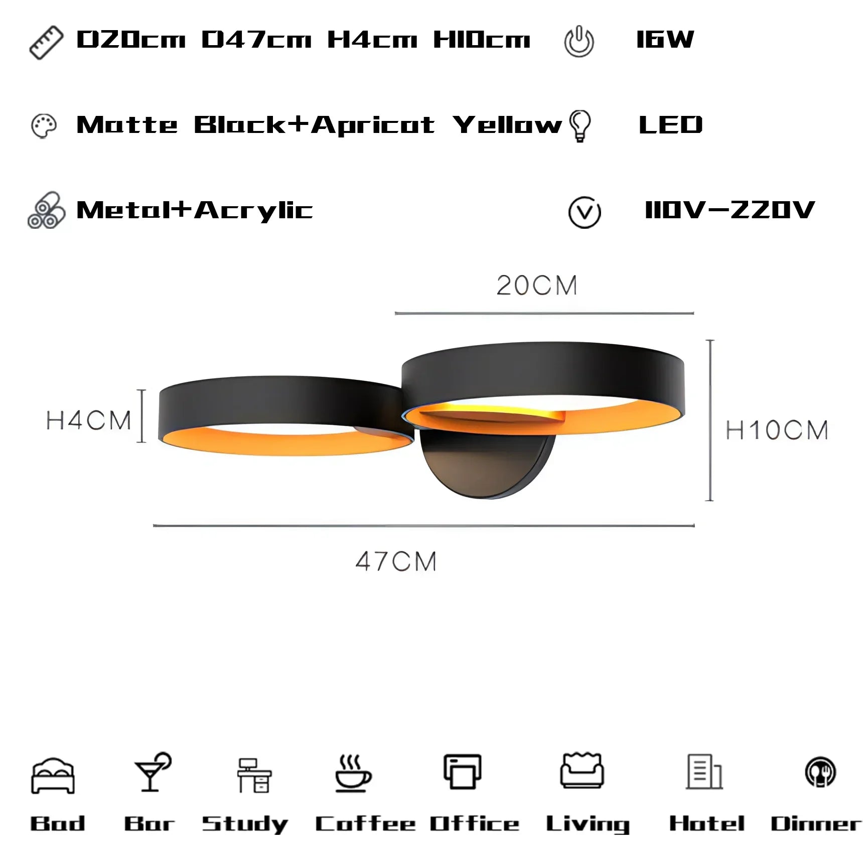 Metal Acrylic Modern Pendant Chandelier LED Light for Living Room Wall Decor