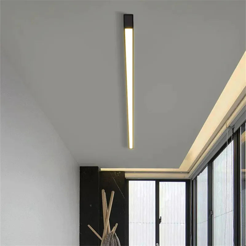 Black Linear LED Ceiling Light for Aisle, Bedroom, Dining, Living Room – Minimalist Design