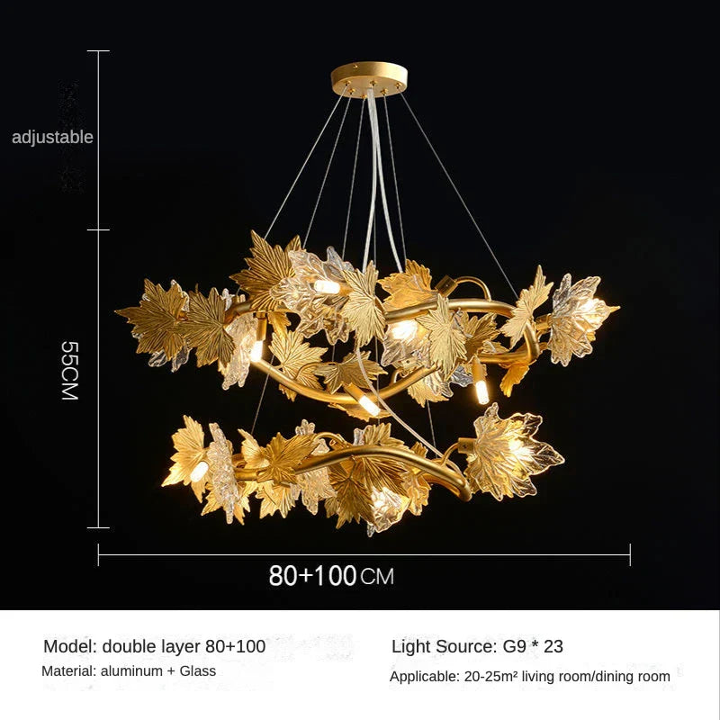 Maple Leaf Branches Chandelier for Living Dining Room - 2023 Design