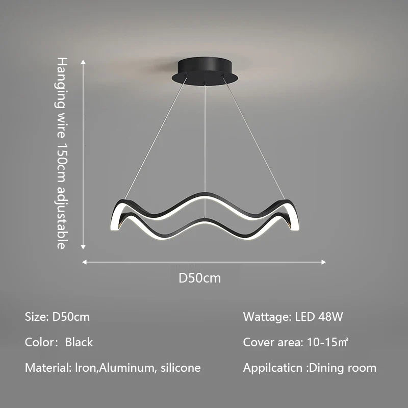 Circle Wave LED Pendant Chandelier for Modern Living Dining Bedroom Lighting