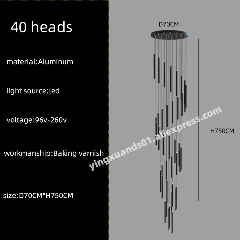 LED Chandelier Stairs Pendant Ceiling Lamp for Hotel Lobby Decor