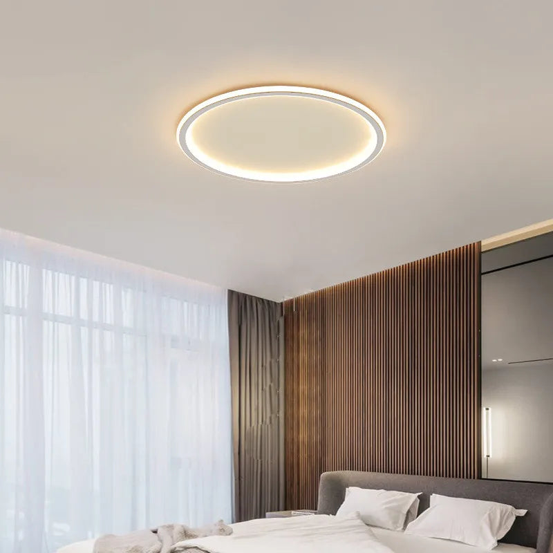 Modern Round Iron LED Ceiling Light for Bedroom, Foyer, and Study