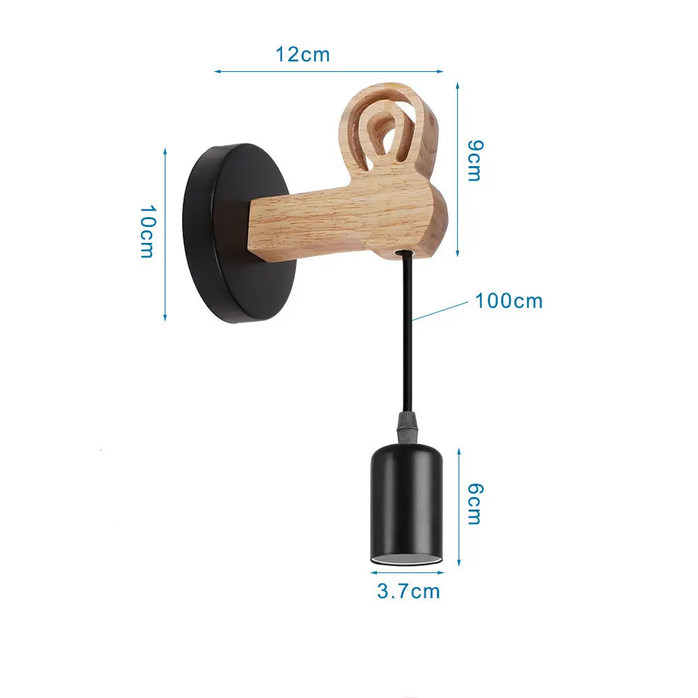 Loft American Iron Wood Wall Sconce Vintage Cage Guard Lampshade Fixture