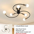 Retro Iron Fan Ceiling Chandelier with 8 Sockets for Home Decor