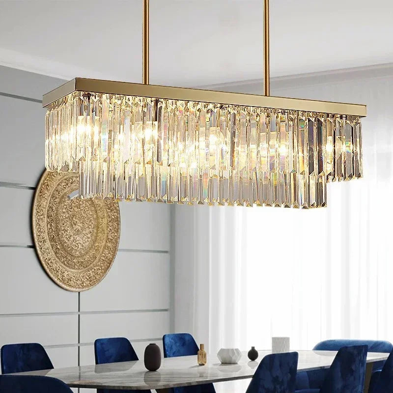 Nordic Crystal Kitchen Island Chandelier - Luxury Rectangle Pendant Light