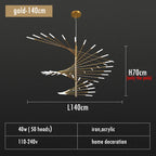 Firework Shape LED Chandelier in Gold and Black for Home Lighting