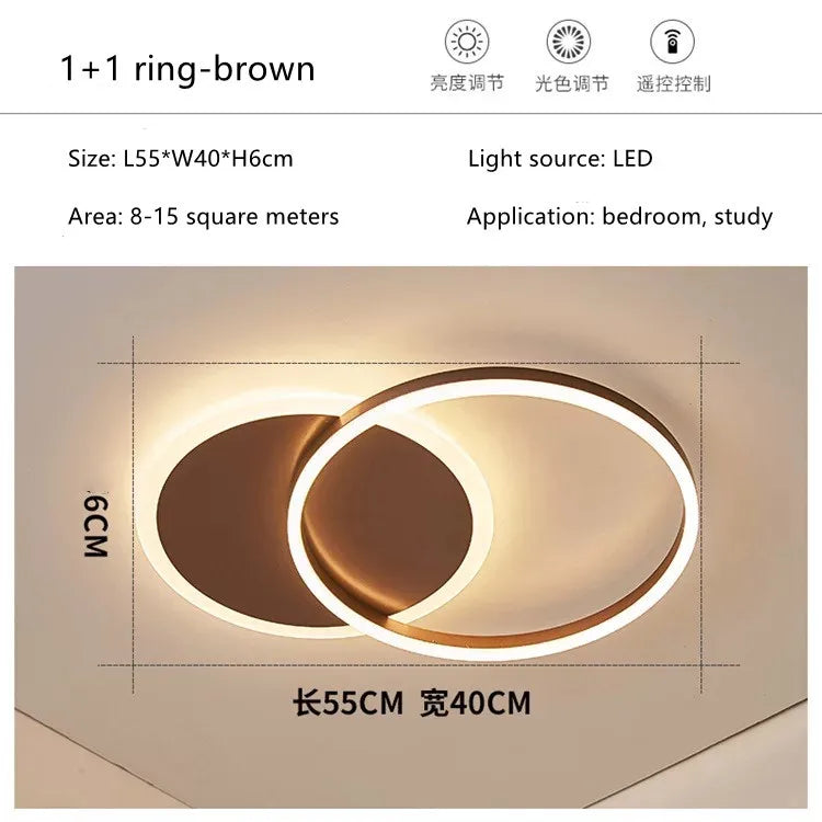 LED Rings Ceiling Chandelier for Decorative Living Room, Dimmable Indoor Lamps