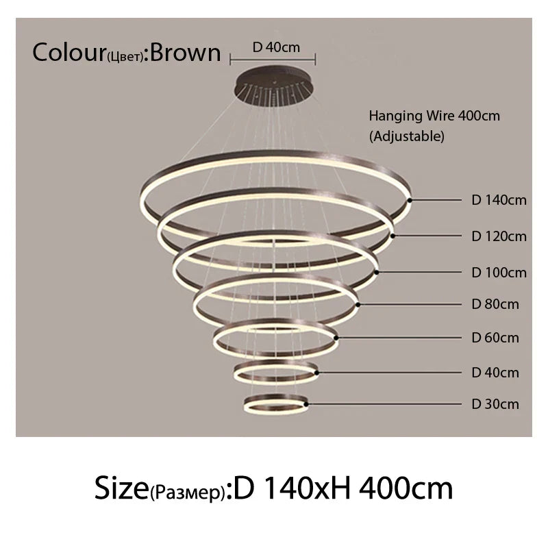 Sophisticated Duplex Living Room Chandelier & LED Circles Lighting Fixtures