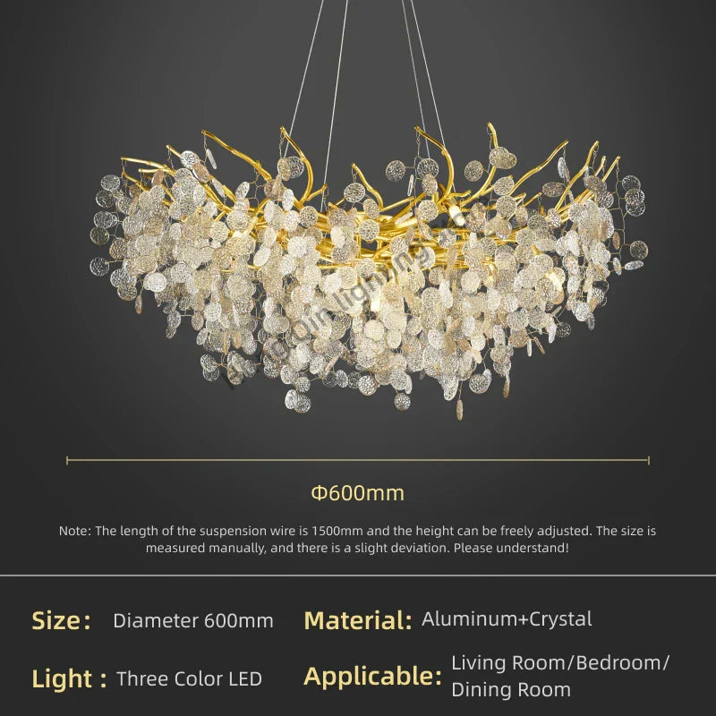 Luxury Crystal Chandelier Pendant Light Modern LED for Living Room Bedroom Restaurant