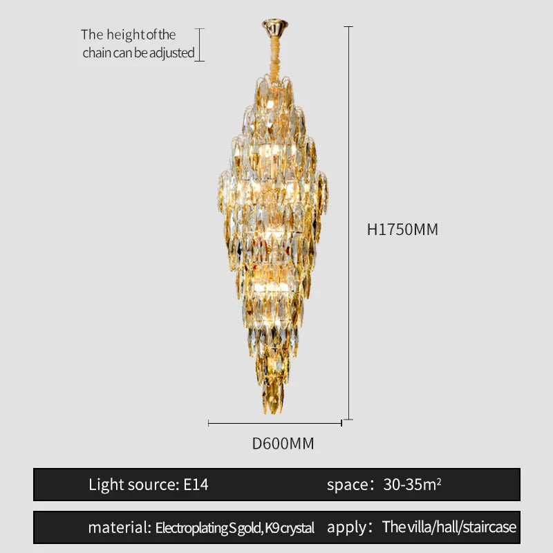 Crystal Chandelier for Luxe Modern European Villa Decor