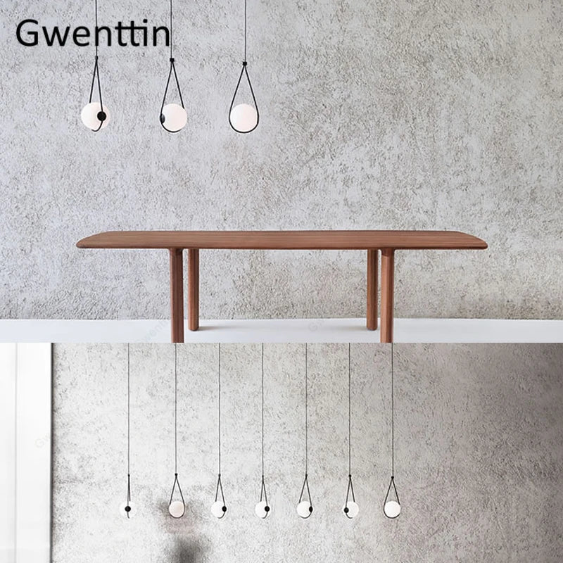 Nordic Glass Ball Pendant Lamps Water Drop LED Light Fixtures for Home Decor