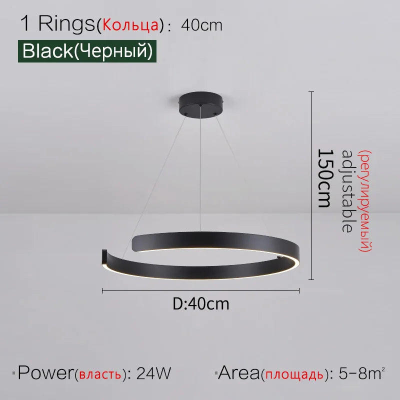 Round Ring LED Chandelier for Dining Room Bedroom Living Room Modern Nordic Decor