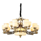 Luxe  Multi-storey Jade Chandelier for Elegant Chinese Villa Duplex Living Rooms