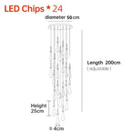 Modern LED Staircase Chandelier for Living Room Villa Duplex Building Rotation