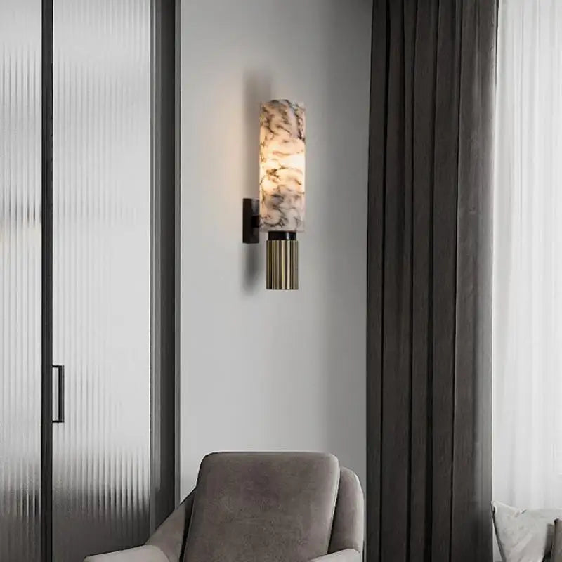 Marble Wall Lamp Copper Light Luxury Natural Marble Wall Lamp