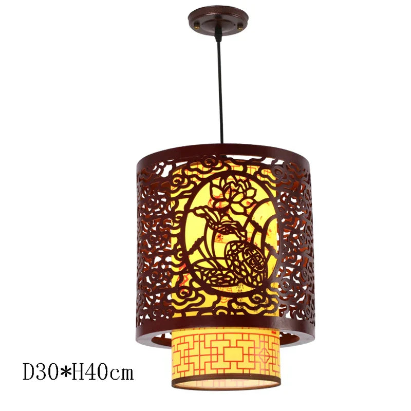 Antique Wood Pendant Lights for Dining Room, LED Living Room Decor Lighting Fixtures