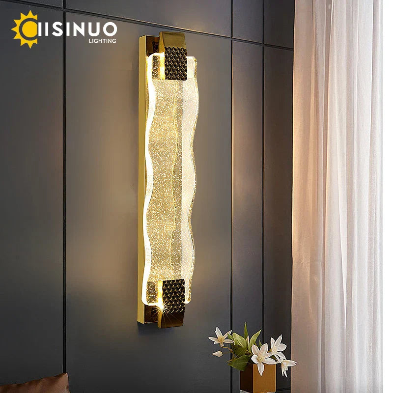 Crystal LED Wall Sconce: Luxury Gold Light Fixture for Home Decor