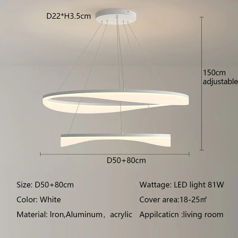 Modern Circle LED Pendant Light Dimmable Chandelier for Living Room Bedroom Décor
