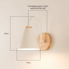 Modern Nordic Wooden Wall Lights Bedside Sconce by - White Lampshade, E27