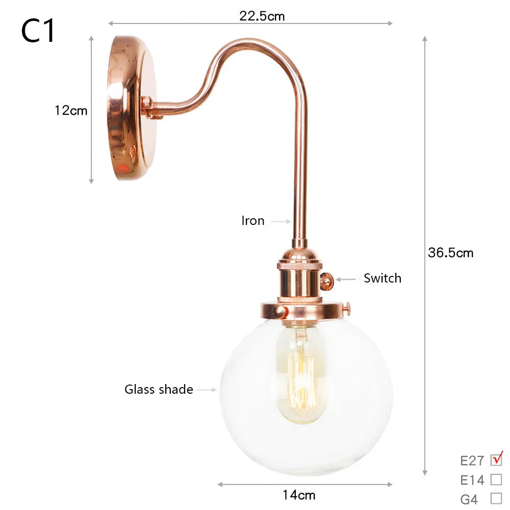 Scandinavian Glass LED Wall Sconce Modern Interior Wall Lamps