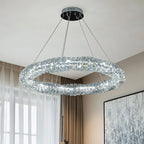 Luxury Crystal Pendant Chandelier Dimmable LED Light for Modern Living Room