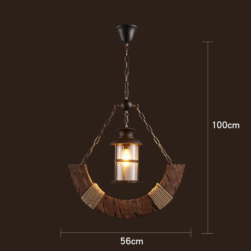 Retro Wood E27 LED Ceiling Chandelier - Industrial Vintage Pendant Lights