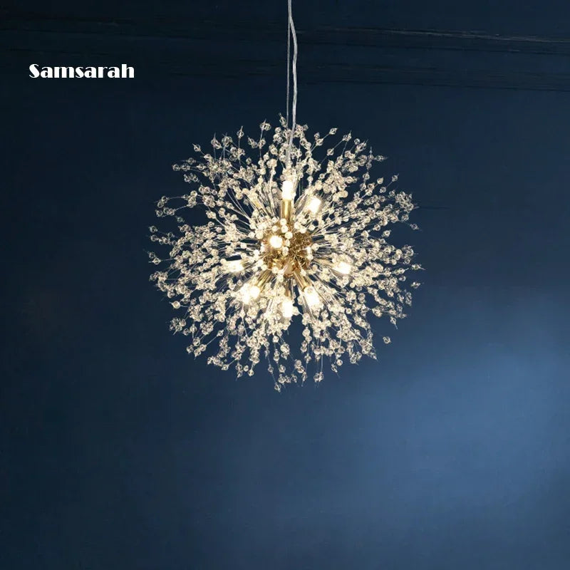 Modern Crystal Dandelion Chandelier Pendant Lamp for Stylish Home Decor