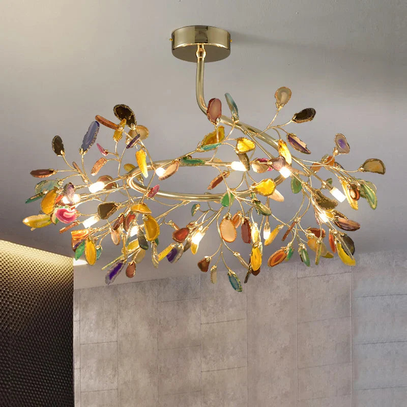 Agate Branch Chandelier - Nordic Glass LED Globe for Bedroom, Kitchen, Dining Room