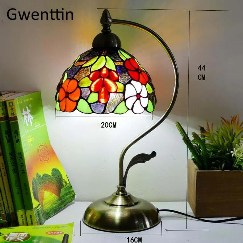Stained Glass Tiffany Bedside Table Lamp for Home Bedroom Decor