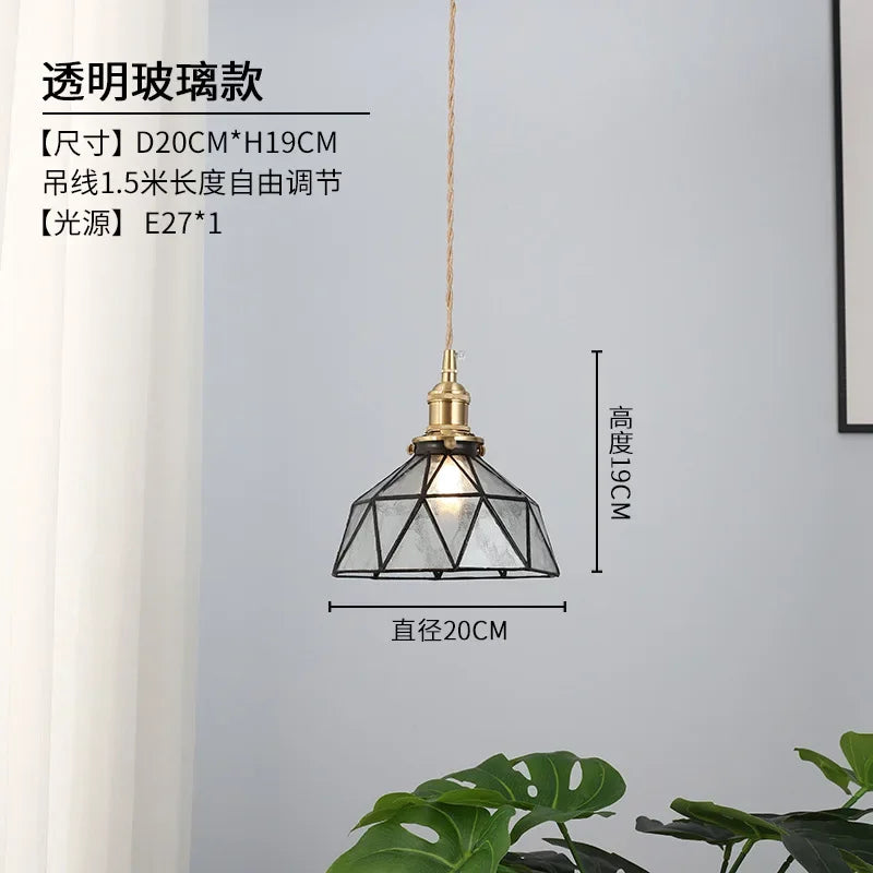 Tiffany Glass Chandelier Pendant Ceiling LED Light for Nordic Bedroom