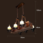Retro Wood E27 LED Ceiling Chandelier - Industrial Vintage Pendant Lights