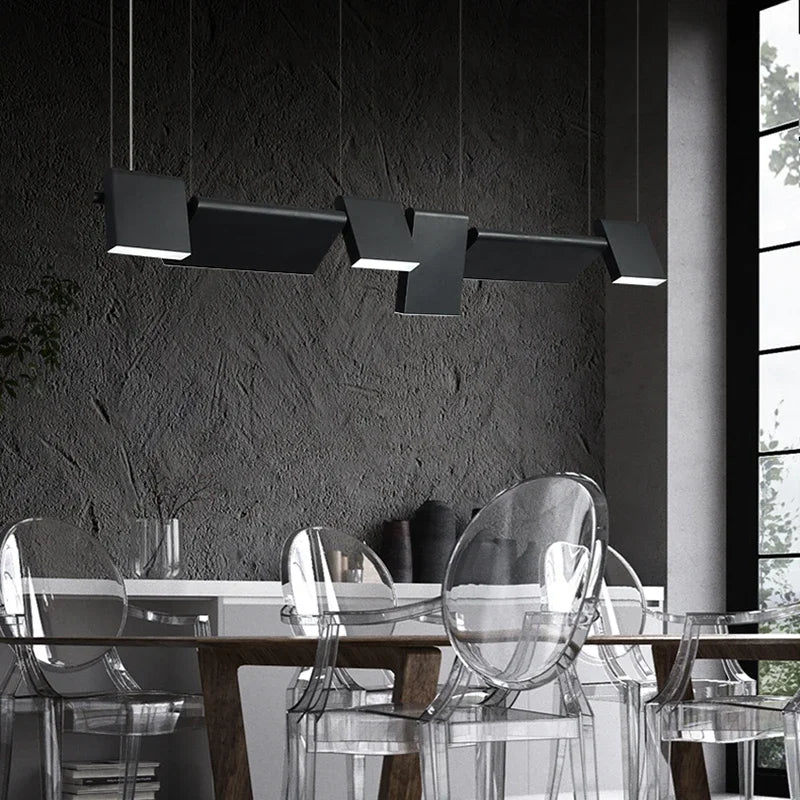 Rotatable Black LED Chandelier: Nordic Design Dining Room Decor Lighting Fixtures