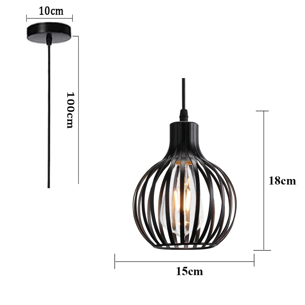 Industrial Cage LED Pendant Light for Modern Vintage Chandelier in Living Room