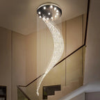 Crystal Spiral LED Chandelier for Foyer Dining Room Stair Light