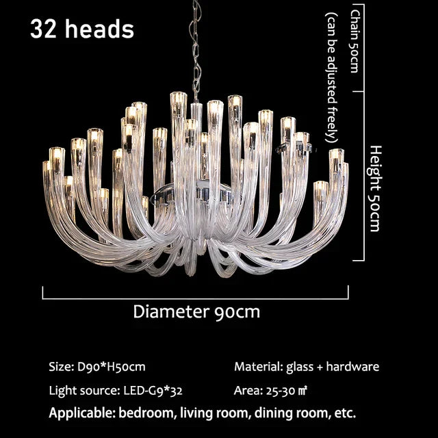 U Shaped Glass Ceiling Chandelier for Luxury Living Room, Villa Parlor, Kitchen - LED Hanging Lamp