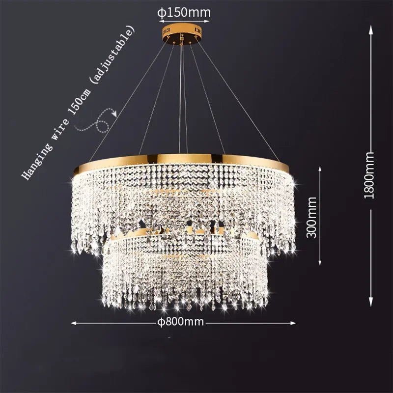Crystal Chandelier Luxury Pendant Light for Living Dining Room LED Fixture