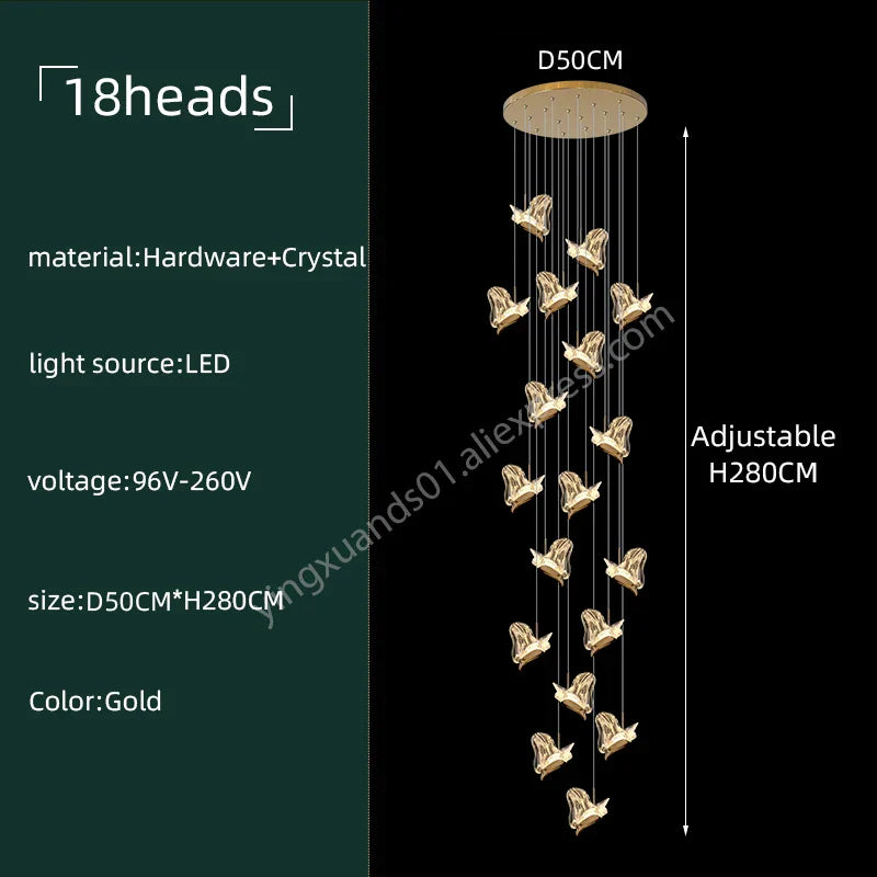 Crystal Chandelier: Modern Luxury Pendant Lights for Living Room, Staircase, Villa