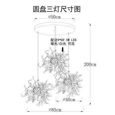 Leaf Chrome Ceiling Chandelier for Living Room, Bar, or Balcony Lighting