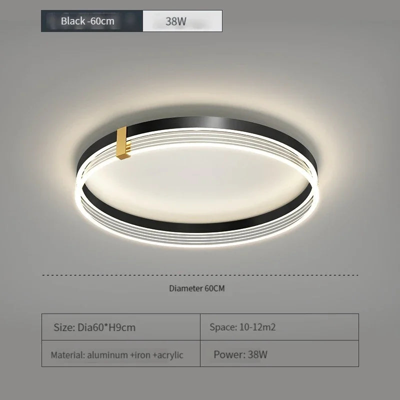 Modern Minimalist LED Ceiling Light with Remote Control for Living Room and Bedroom