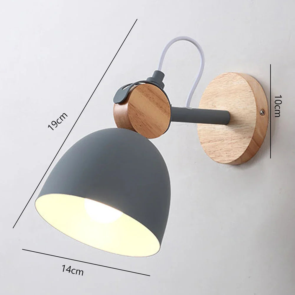 Wooden Wall Sconce Nordic Bedside Lamp E27 Modern LED Light for Home Indoor