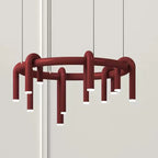 Red U-Shaped Chandelier: Modern Nordic Living Room Bedroom Lighting Fixtures